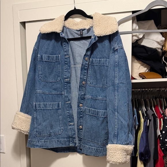Divided Jackets & Blazers - H&M denim with shearling collar jacket